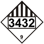 DOT PLACARD 3432 POLYCHLORINATED BIPHENYLS, SOLID, Miscellaneous Dangerous Goods, Class 9 - Choose from 4 Materials: Press on Vinyl, Rigid Plastic, Aluminum or Magnetic.