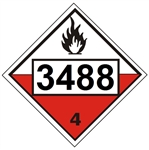 4 DIGIT 3488 SELF-HEATING SOLID, ORGANIC CLASS 4 DOT PLACARD - Choose from 4 Materials: Press On Vinyl, Rigid Plastic, Aluminum or Magnetic
