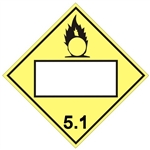 OXIDIZER (BLANK 4 DIGIT BOX) DOT PLACARD CLASS 5.1 - Available in Press on Vinyl, Plastic, Aluminum and Magnetic
