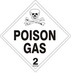 DOT PLACARD - POISON GAS - CLASS 2, Choose from 4 Materials: Press on Vinyl, Rigid Plastic, Aluminum or Magnetic.