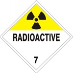 DOT PLACARD - RADIOACTIVE - CLASS 7, Choose from 4 Materials: Press on Vinyl, Rigid Plastic, Aluminum or Magnetic.