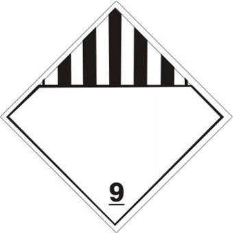 DOT PLACARD - BLANK SPACE CLASS 9 (MISCELLANEOUS DANGEROUS GOODS), Choose from 4 Materials: Press on Vinyl, Rigid Plastic, Aluminum or Magnetic.