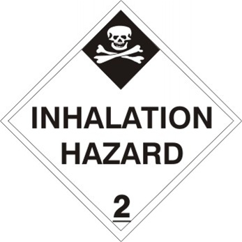 DOT PLACARD (POISON PICTO) INHALATION HAZARD CLASS 2, Choose from 4 Materials: Press on Vinyl, Rigid Plastic, Aluminum or Magnetic.