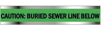 CAUTION SEWER LINE BELOW Detectable Underground Tape - Available in 2, 3 and 6 inch X 1000 foot Rolls