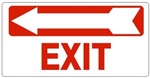 EXIT arrow left Sign - Available 6.5 X 14 Self Adhesive Vinyl, Plastic and Aluminum.
