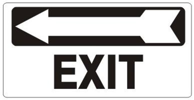 EXIT Directional arrow left Sign - Available 6.5 X 14 Self Adhesive Vinyl, Plastic and Aluminum.