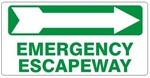 EMERGENCY ESCAPEWAY arrow right Sign - Available 6.5 X 14 Self Adhesive Vinyl, Plastic and Aluminum.