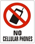 NO CELL PHONES Symbol Sign - Choose 7 X 10 - 10 X 14, Self Adhesive Vinyl, Plastic or Aluminum.