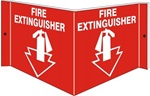 FIRE EXTINGUISHER 3-Way Wall Mount Sign,180° design visible from either side as well as from the front.