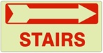 STAIRS arrow right Glow in the Dark Signs - Available 6.5 X 14 Self Adhesive Vinyl, Plastic and Aluminum.