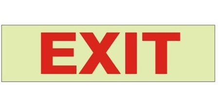 EXIT Glow-in-the-Dark Sign 2.25" X 9" Pressure Sensitive Decal