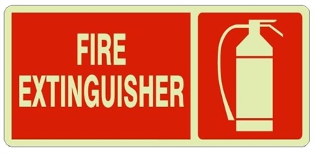ComplianceSigns Glow-in-Dark Aluminum Fire Extinguisher Projection Sign 14 x... 