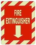 FIRE EXTINGUISHER Glow in the Dark Sign - Choose 7 X 10 - 10 X 14, Self Adhesive Vinyl, Plastic or Aluminum.
