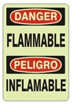 Bilingual FLAMMABLE Glow in the Dark Sign - Choose 7 X 10 - 10 X 14, Self Adhesive Vinyl, Plastic or Aluminum.