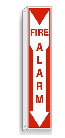 2-Way FIRE ALARM Double Sided Flanged Sign - Available in Plastic or Aluminum