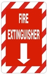 Striped Border FIRE EXTINGUISHER Sign - Choose 7 X 10 - 10 X 14, Self Adhesive Vinyl, Plastic or Aluminum.