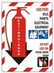 Class Marker FIRE EXTINGUISHER Sign, FOR OILS, PAINTS, ELECTRICAL EQUIPMENT Sign - Choose 7 X 10 - 10 X 14, Self Adhesive Vinyl, Plastic or Aluminum.