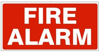 FIRE ALARM Sign - Available 6.5 X 14 Self Adhesive Vinyl, Plastic and Aluminum.