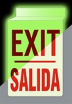 Bilingual Glow in the Dark EXIT Sign - Double-Sided 13 X 10