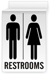 Drop Ceiling RESTROOMS Sign 13 X 10 Double-Sided