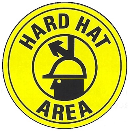 Non-Slip HARD HAT AREA, Walk On 17 inch diameter Floor Decal