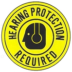 Non-Slip, HEARING PROTECTION REQUIRED, Walk On 17 inch Dia. Floor Decal