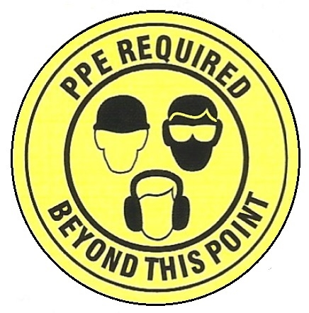 Non-Slip, PPE REQUIRED BEYOND THIS POINT, Walk On 17 inch diameter Floor Decal