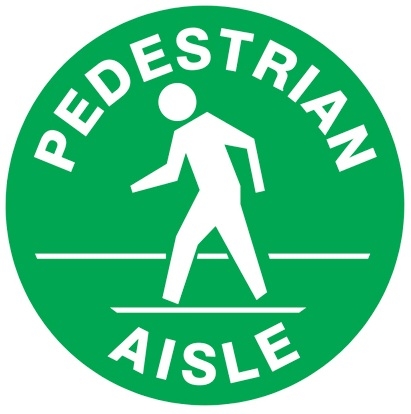 Non-Slip PEDESTRIAN AISLE, Walk On 17 inch diameter Floor Decal