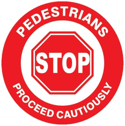 Non-Slip STOP PEDESTRIANS PROCEED CAUTIOUSLY, Walk On 17 inch diameter Floor Decal

Pedestrian Stop Proceed Cautiously Anti-Slip Floor