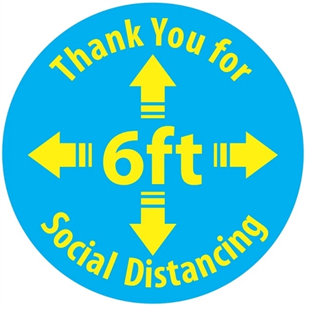 Non-Slip Thank You For Social Distancing, Walk On 16 inch diameter Floor Decal