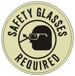 SAFETY GLASSES REQUIRED (GLOW in the Dark) Walk On 17 inch diameter, floor decal
