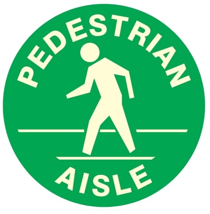 PEDESTRIAN AISLE Glow in the Dark - Walk On 17 inch diameter, floor decal