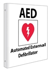 2-Way Automated External Defibrillator Sign, Unique 90° construction design 1" Flange that stands out, visible from both sided