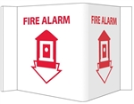 3-Way Fire Alarm Wall Mount Sign - Unique 180° construction design that stands out, visible from 180 degrees, Choose from 2 sizes, 6" X 9" or 8" X 15"