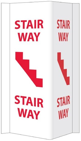 3-Way Stairway Sign, 16 X 8-3/4 Unique 180° construction design that stands out, visible from 180 degrees