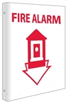 2-Way Fire Alarm Sign, Unique 90° construction design that stands out, visible from both sided