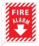 2-Way Fire Alarm Sign, Double Sided Unique 90° Wall mount design that stands out, visible from both sides
