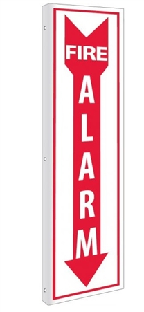 Fire Alarm 2-Way Sign,  Unique 90° Wall mount construction design that stands out, visible from both sided