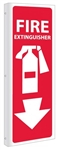 2 Way Fire Extinguisher Symbol w/arrow Sign 12 X 4 Unique 90° Wall Mount construction design that stands out, visible from both sides