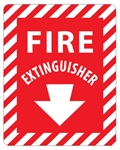 Striped Border FIRE EXTINGUISHER Sign - 12 X 9, Self Adhesive Vinyl, Plastic or Aluminum.
