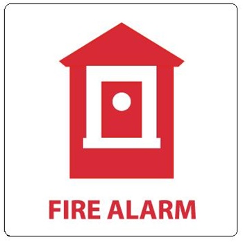 FIRE ALARM with Graphic Sign, 7 X 7 - Choose Self Adhesive Vinyl or Plastic