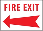 Left Arrow FIRE EXIT Sign, 10 X 14 Choose from Self Adhesive Vinyl or Plastic
