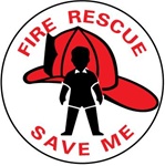 FIRE RESCUE SAVE ME, Window Stickers 4 inch diameter, Pressure Sensitive