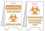 Warning Isolation Biohazard/Bio-hazard Authorized Personnel Only - Reversible Two Sided Flood Stands