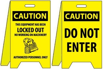 Caution Locked Out /Do Not Enter - Reversible Two Sided Flood Stands