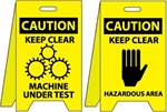Caution Keep Clear Machine Under Test/Keep Clear Hazardous Area - Reversible Two Sided Flood Stands