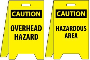 Caution Overhead Hazard/Hazardous Area - Reversible Two Sided Flood Stands