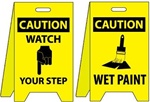 Caution Watch Your Step/Wet Paint - Two Sided Flood Stand Sign