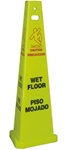 Tri-Vu 3-Sided Wet Floor/Piso Mojado - English - Spanish Bilingual - Safety Sign Cone