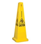 Lamba® 25 Inch 4-Sided Yellow Caution Slipping Symbol Quad Safety Cone, Protect from slip, trip and falls before accidents happen